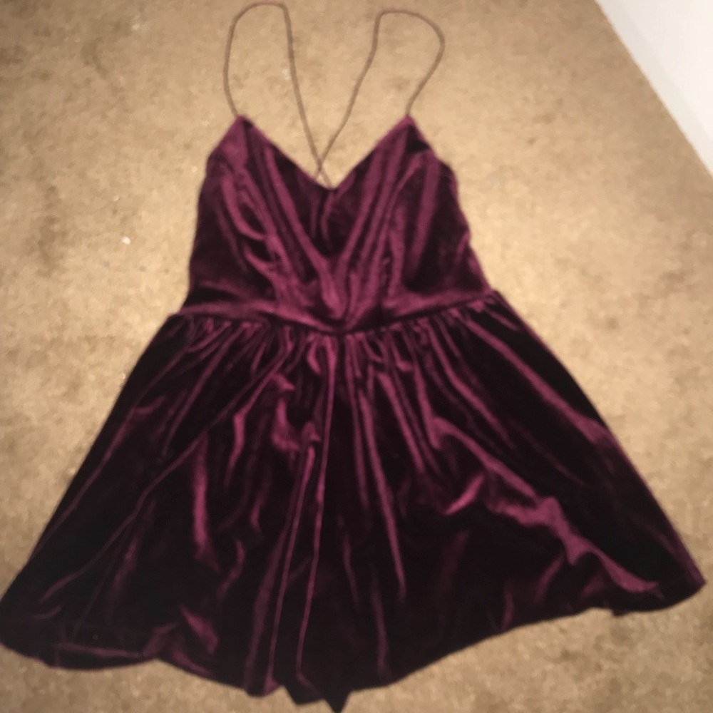 Maroon Velvet Cross Back Romper